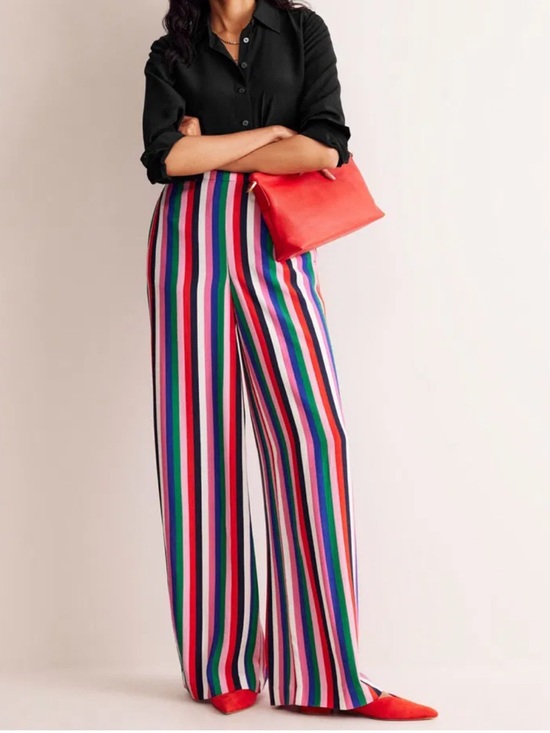 Boden Pants - Boden Rainbow Stripe Wide Leg Pull-On Trousers